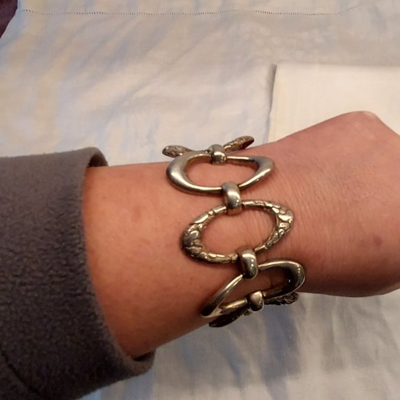 Original 1940's Mexico .925 Oval Linked Bracelet Signed JR - Picture 13 of 14